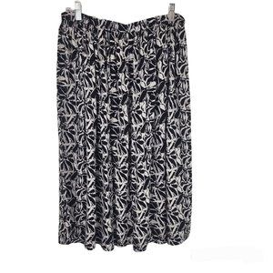 Blair Womens Skirt Black Cream Size L Rayon A Line Elastic Waist Career
